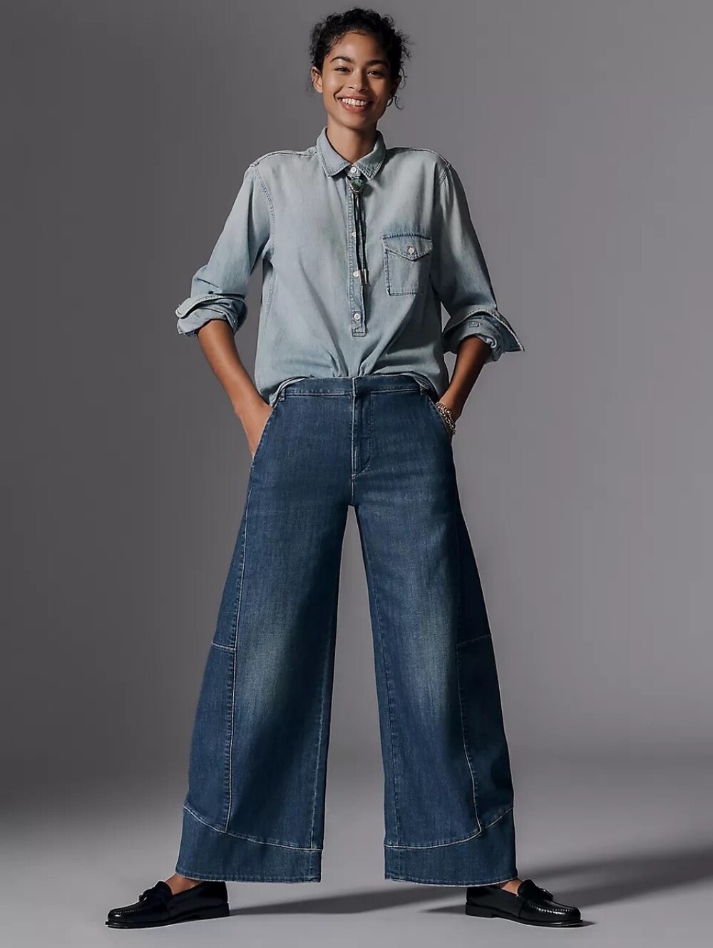 Anthropologie Pilcro Full Curve High-Rise Wide-Leg Jeans Blue Women's 32 Barrel - Picture 12 of 12